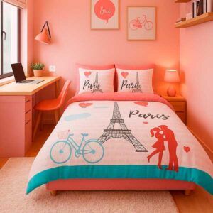 Cobertor Paris Romance – Diseño Torre Eiffel y Pareja Enamorada