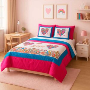 Cobertor Love para niñas Azul y Rosado